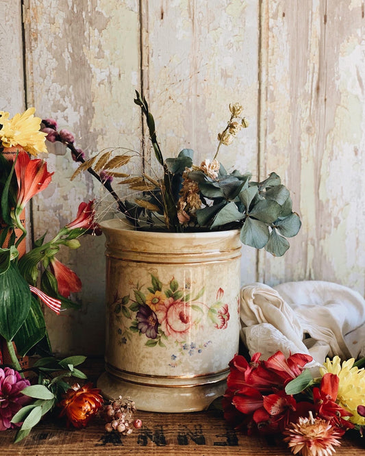Antique Staffordshire Rose Planter
