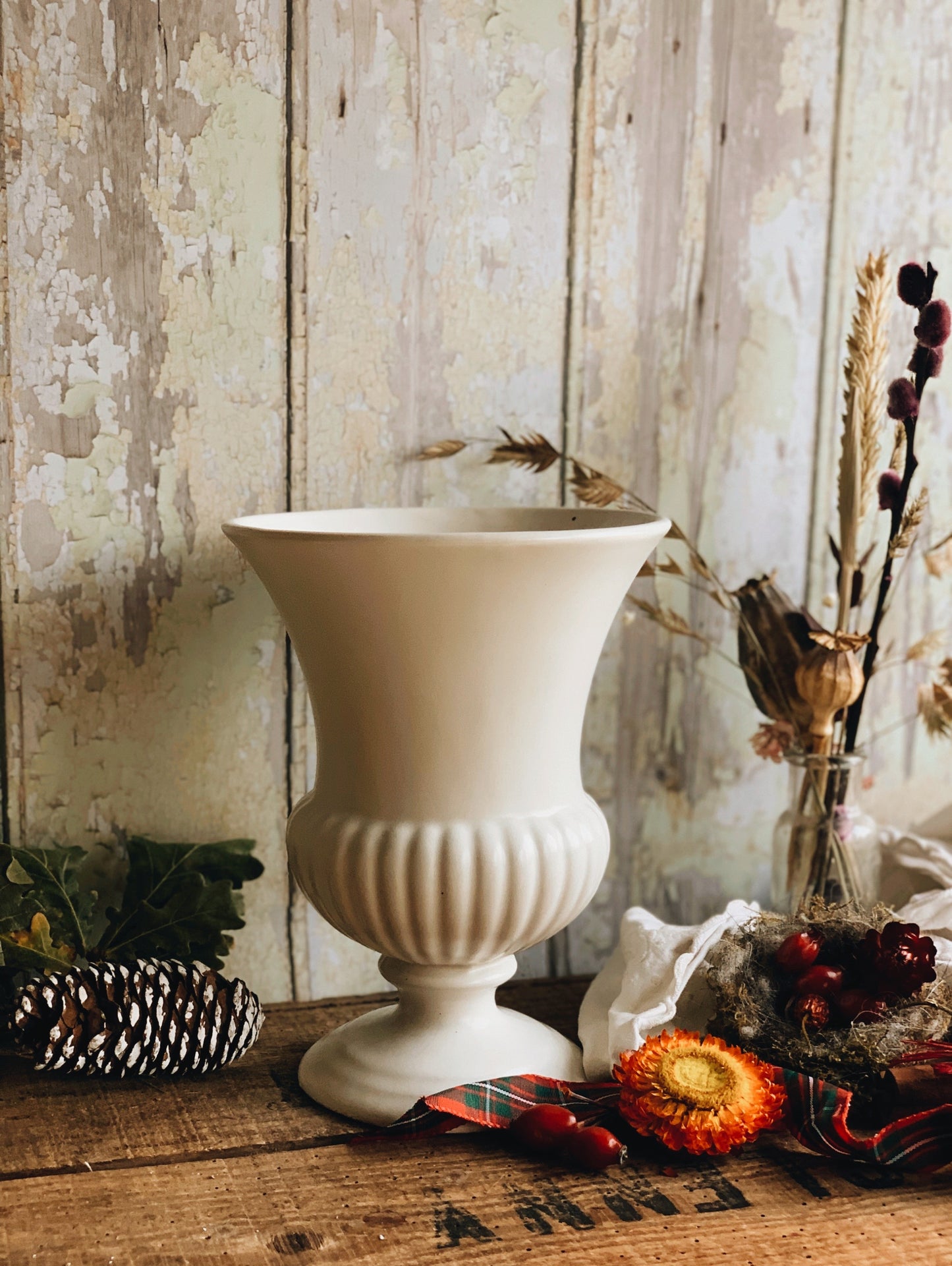 Vintage Dartmouth White Urn