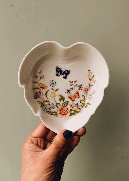 Vintage Ansley Floral Butterfly Dish