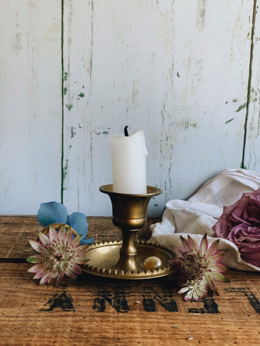 Vintage Brass Candle Holder ~ S&S