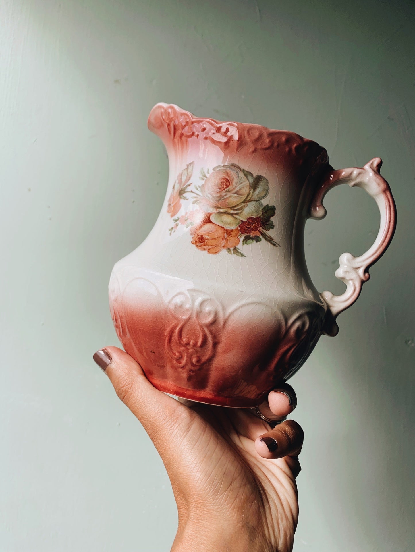 Antique Staffordshire Rose Vase