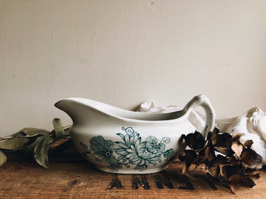 Vintage Green Floral Boat