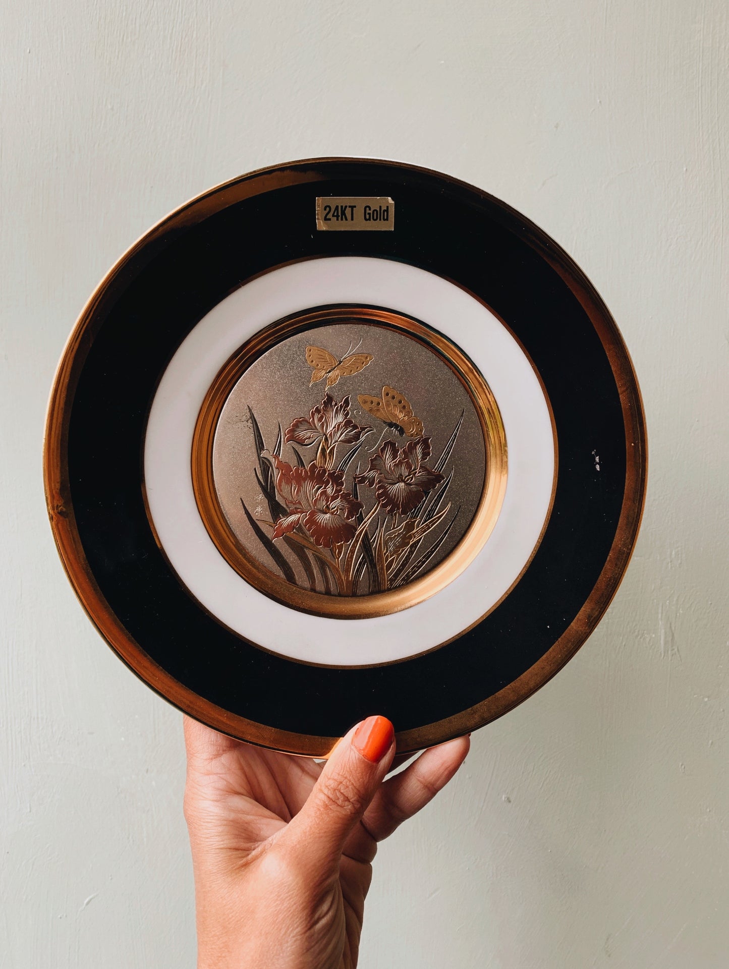 Vintage Chokin 24kt Gold Butterfly Plate