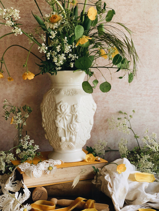Vintage White Bloom Vase