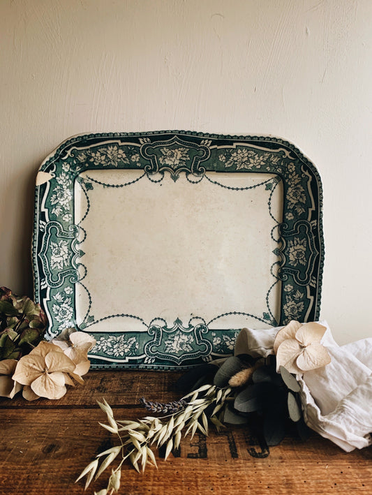 Large Antique St Kilda Teal Decorative Dish ~ Lincoln Pottery (UK Shipping only)