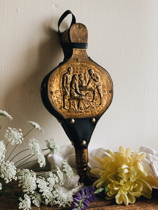 Vintage Brass Narrative Fire Fan