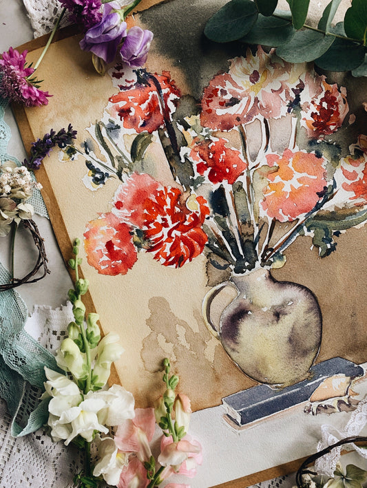Vintage 1950’s Floral Watercolour Painting