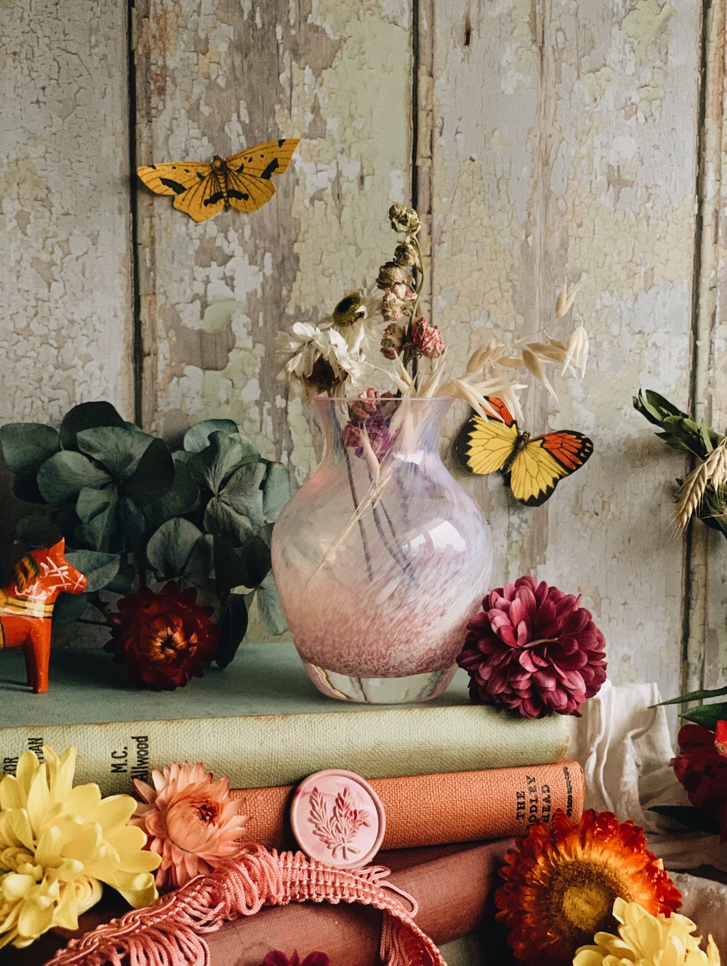 Vintage Pink & Purple Ombré Glass Posy Vase