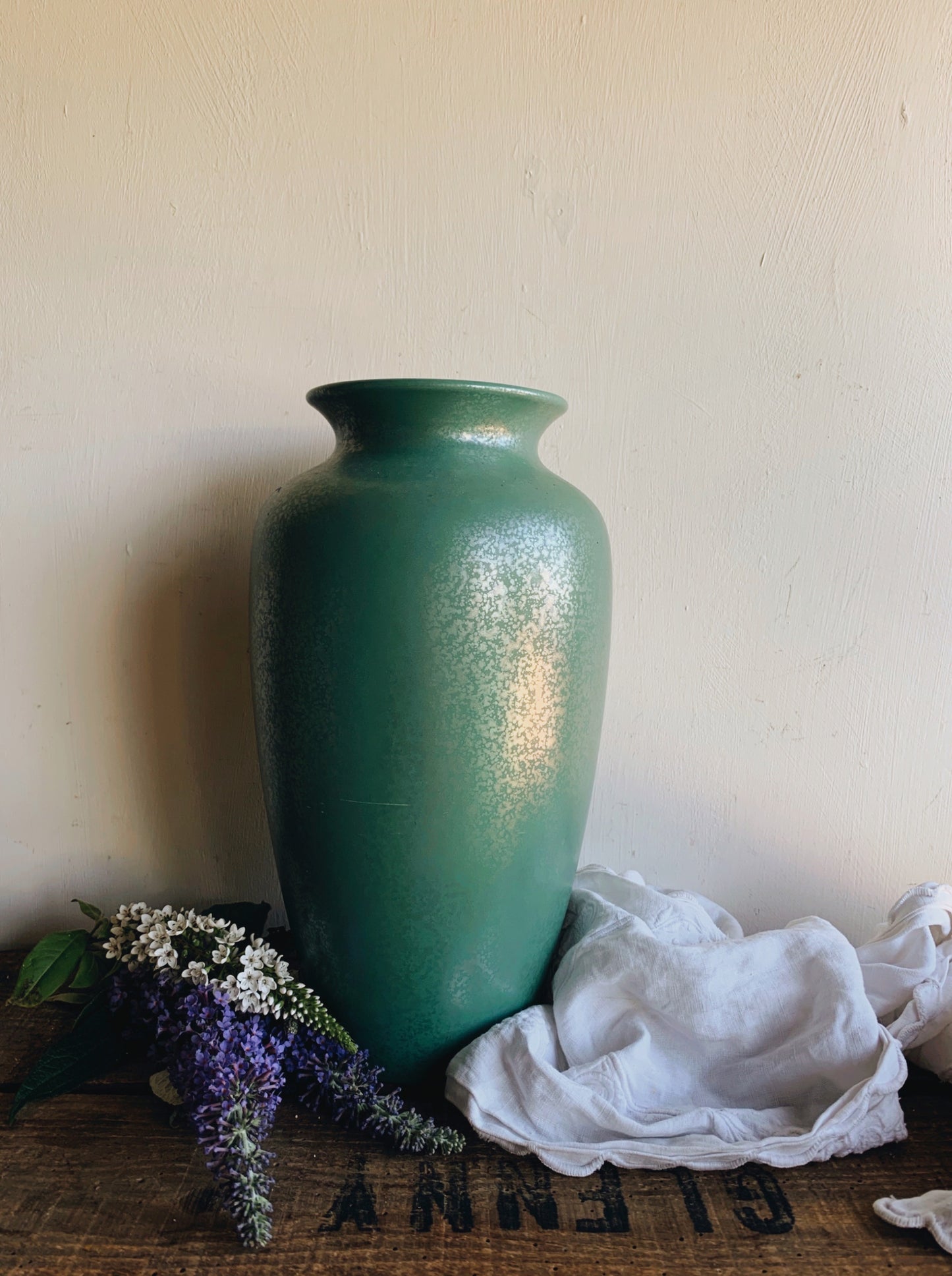 Large Vintage Green Poole Vase