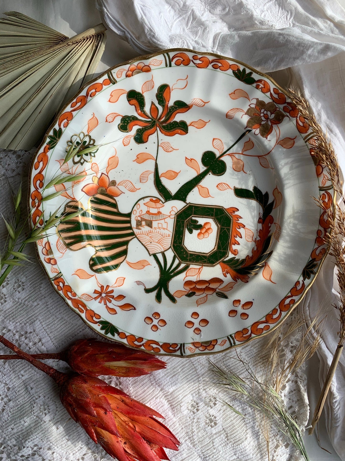 Vintage Orange Decorative Plate