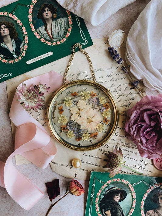 Vintage Dried Flowers in Frame ~ S&S