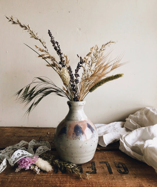 Hand~thrown Pink & Blue Blush Ceramic Posy Vase