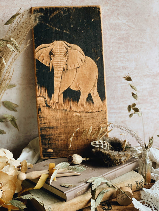 Cape Town Wood Print Plate Elephant