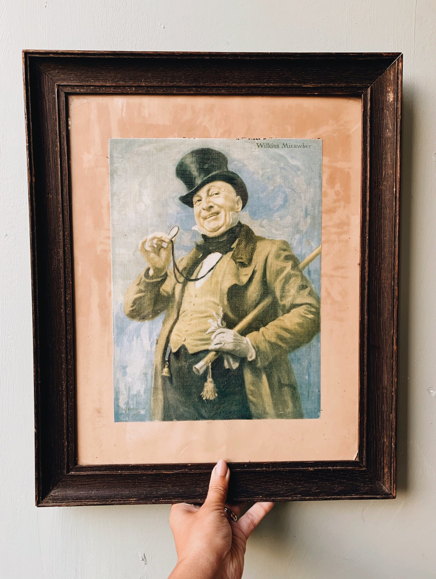 Antique Gentleman~ Wilkins Micawber Painting Print Framed (UK SHIPPING)