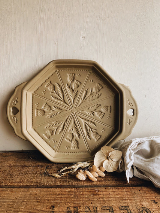 Rustic Ceramic Thistle Shortbread Mould Dish