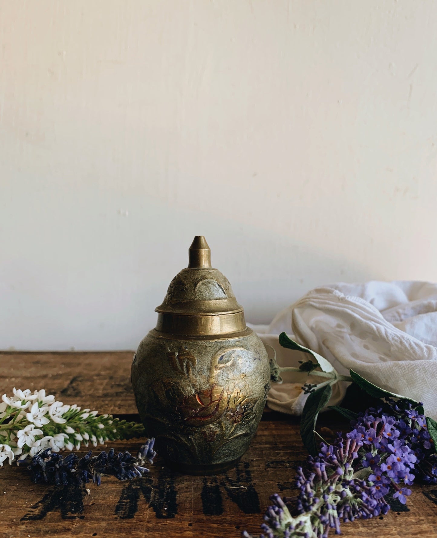 Vintage Brass Decorative Ginger Jar