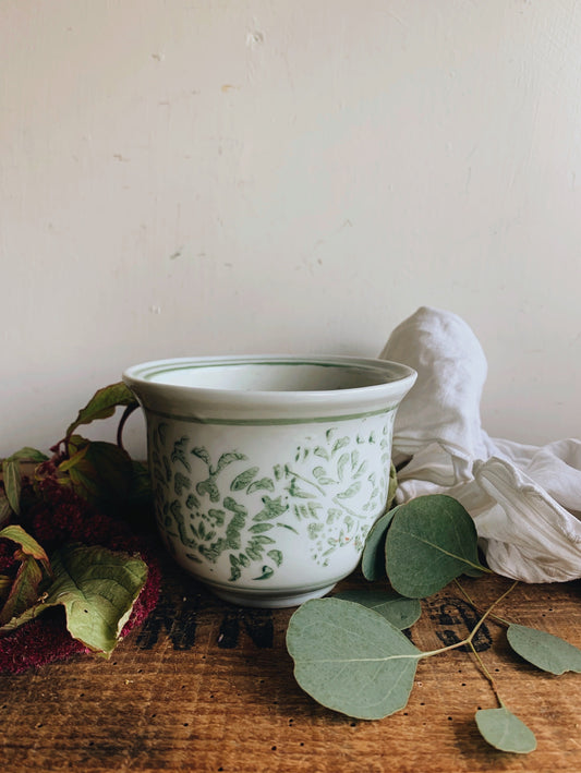 Rustic Green Decorative Planter