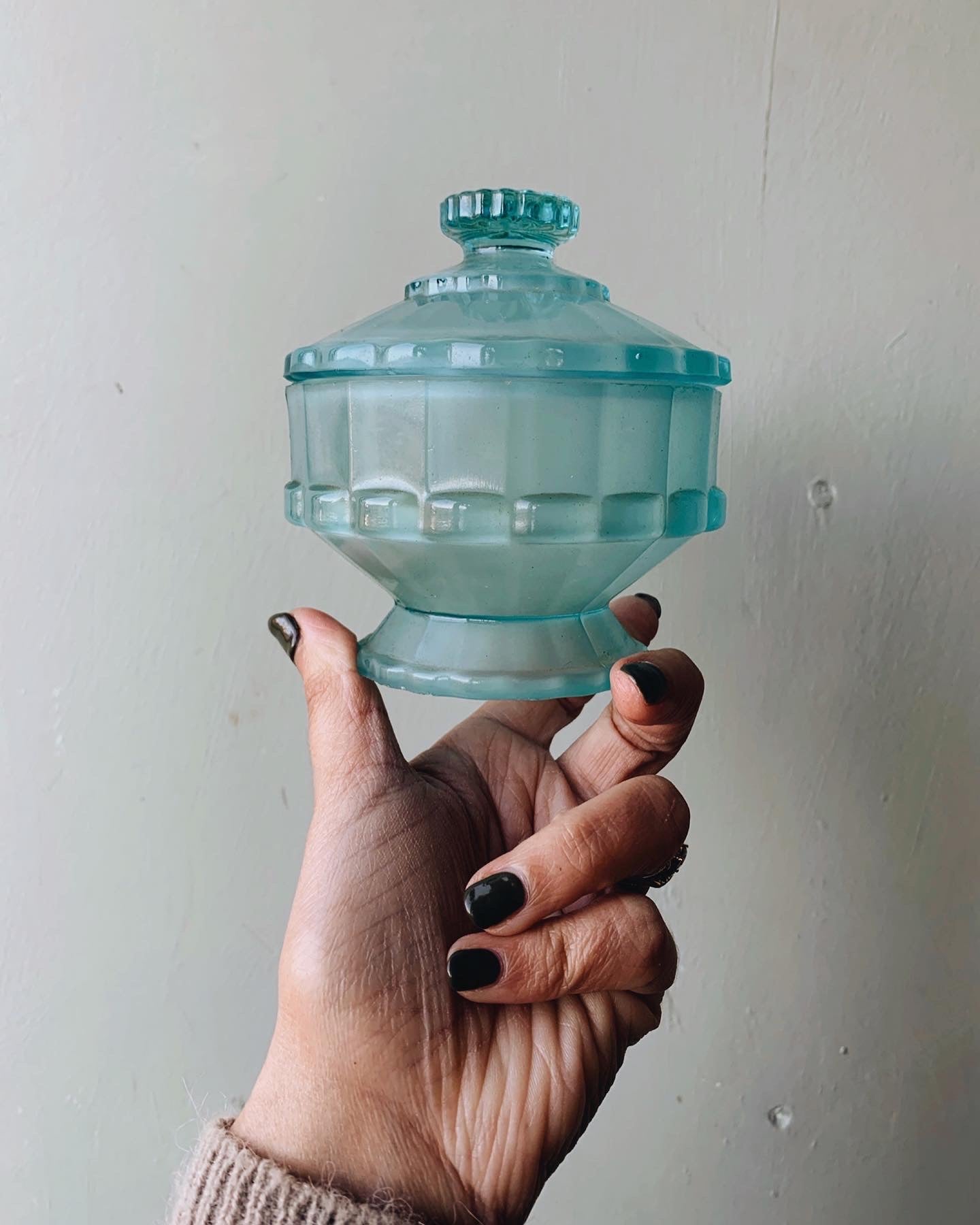 Vintage Turquoise Glass Pot