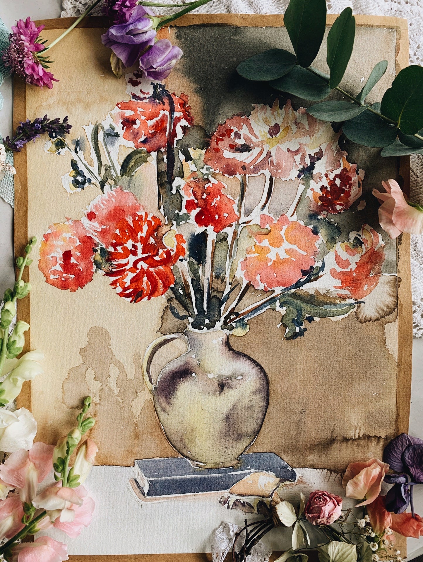 Vintage 1950’s Floral Watercolour Painting