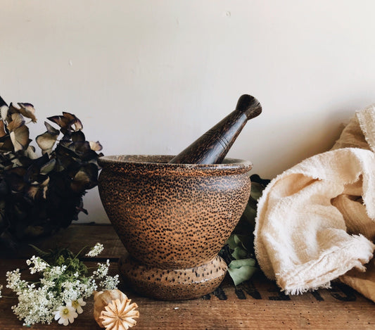 Rustic Mortar & Pestle - Stone & Sage 