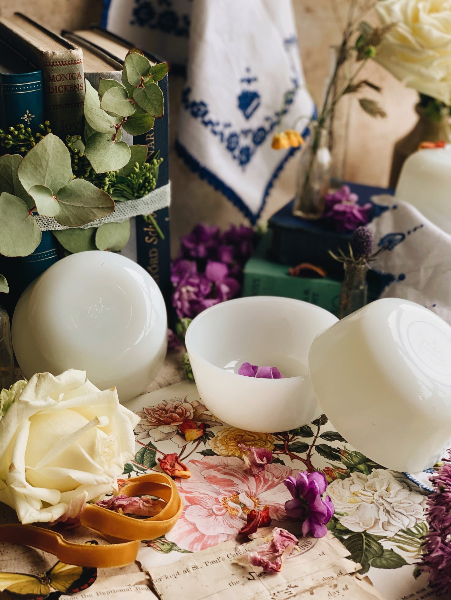 Vintage Anchor Hocking Milk Glass Dishes (four available sold separately)