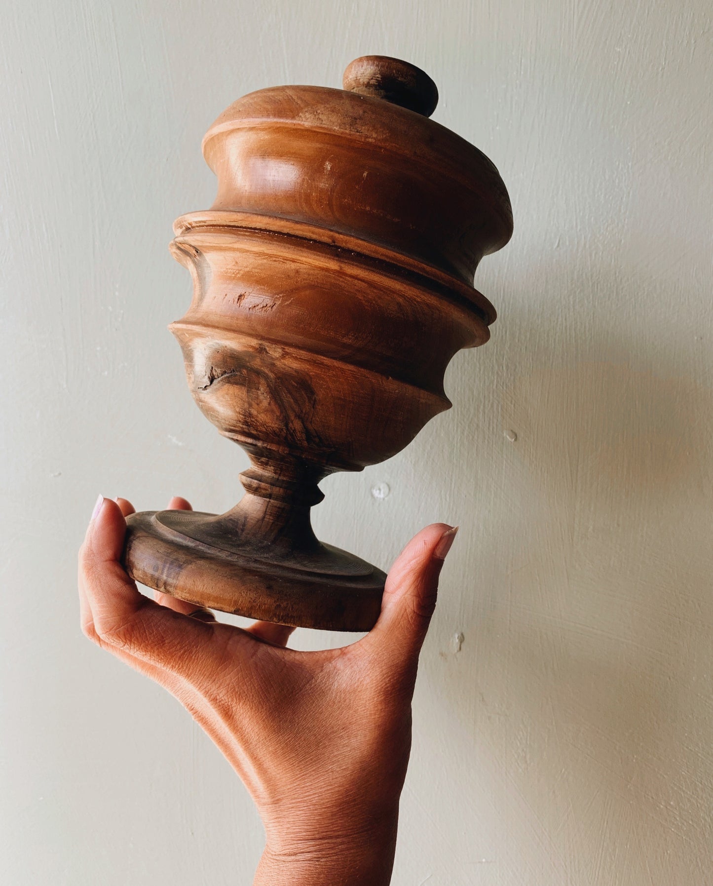 Vintage Hand Carved Wooden Pot
