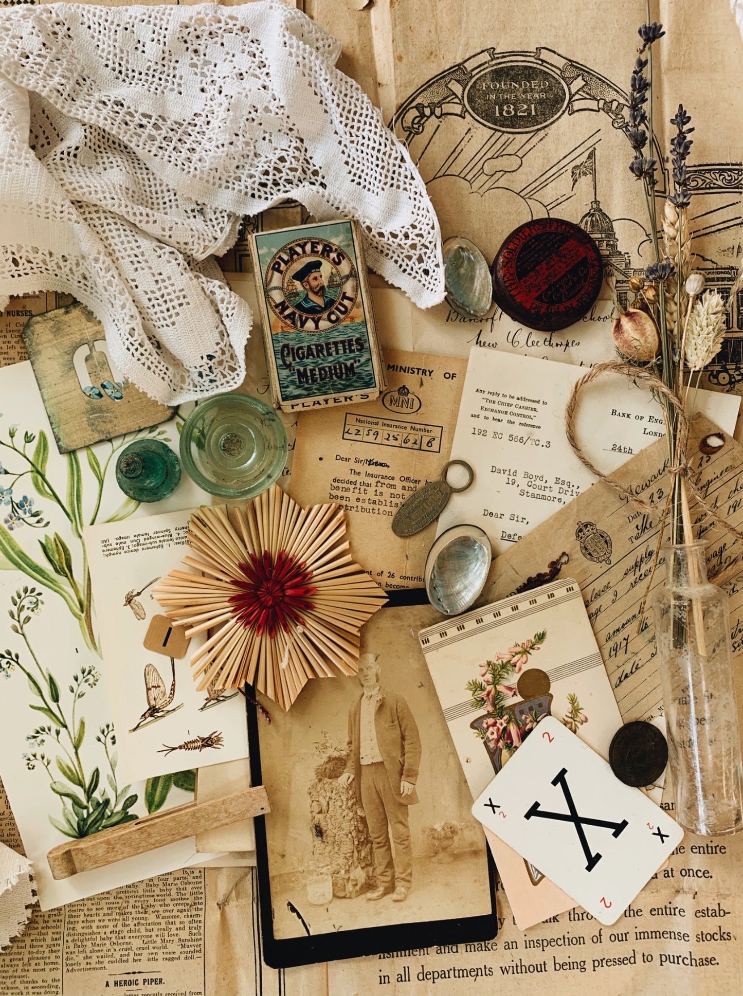 S&S signature vintage Ephemera & styling prop collections ~ forget me not