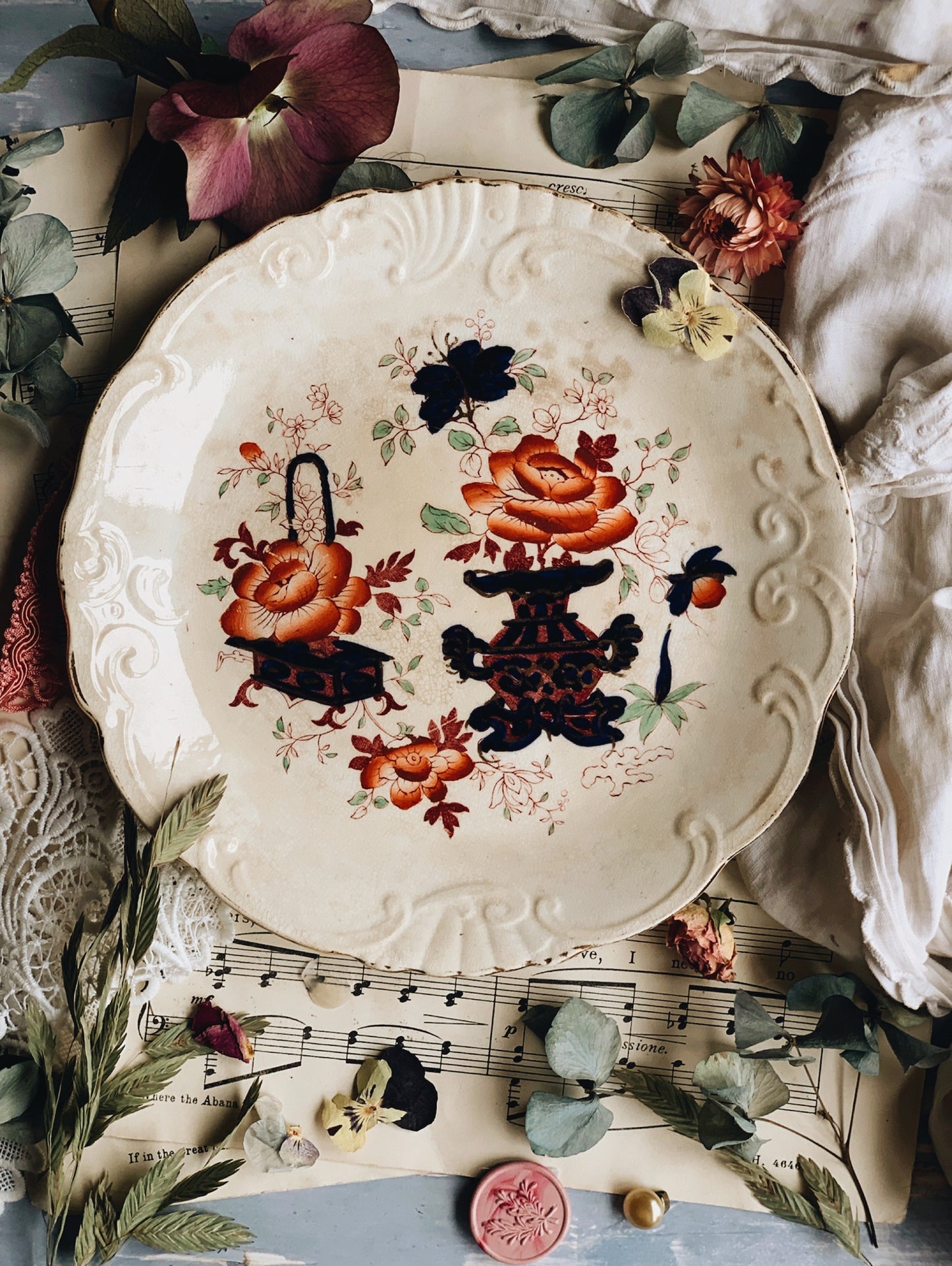 Antique (early) 1900’s Hand~engraved Floral Plate