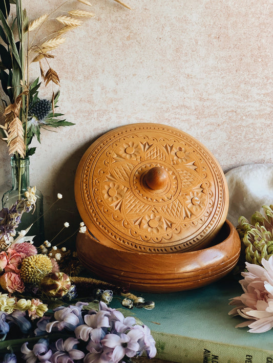Rustic Hand~carved Decorative Pot