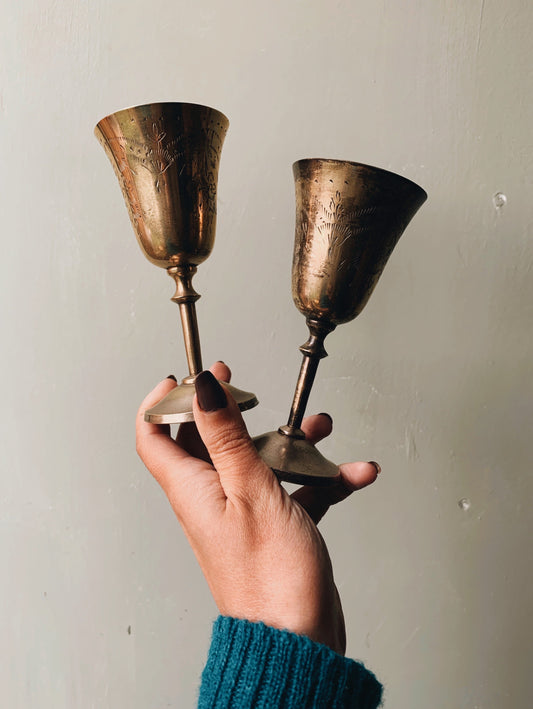 Two Vintage Decorative Silver Chalice Cups
