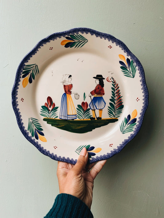 Large Vintage Pierre Henriot French Decorative Plate 1930s