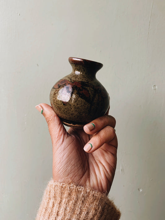 Rustic Green Salt Glaze Posy Vase