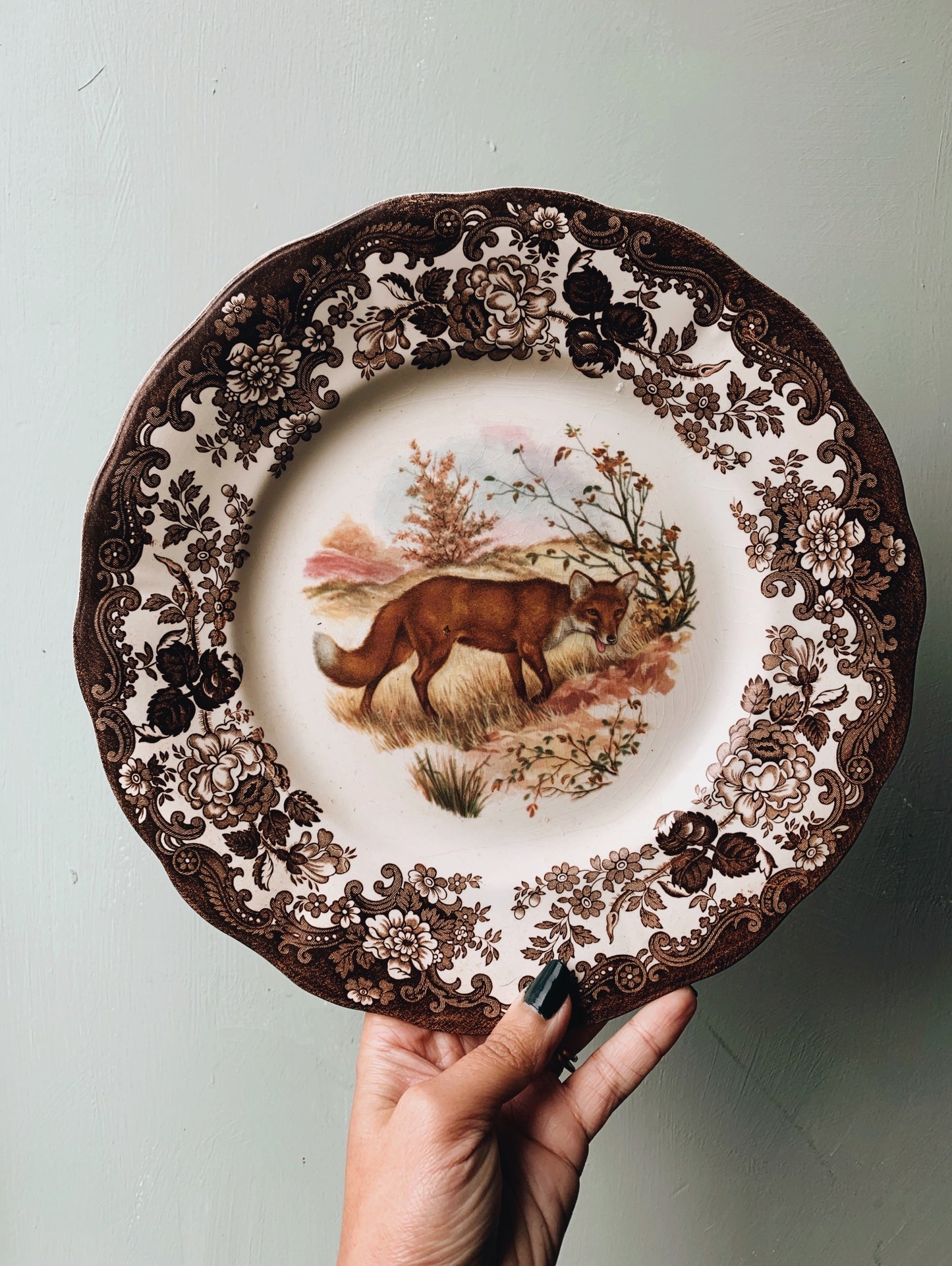 Vintage Royal Worcester Fox ~ game series plate