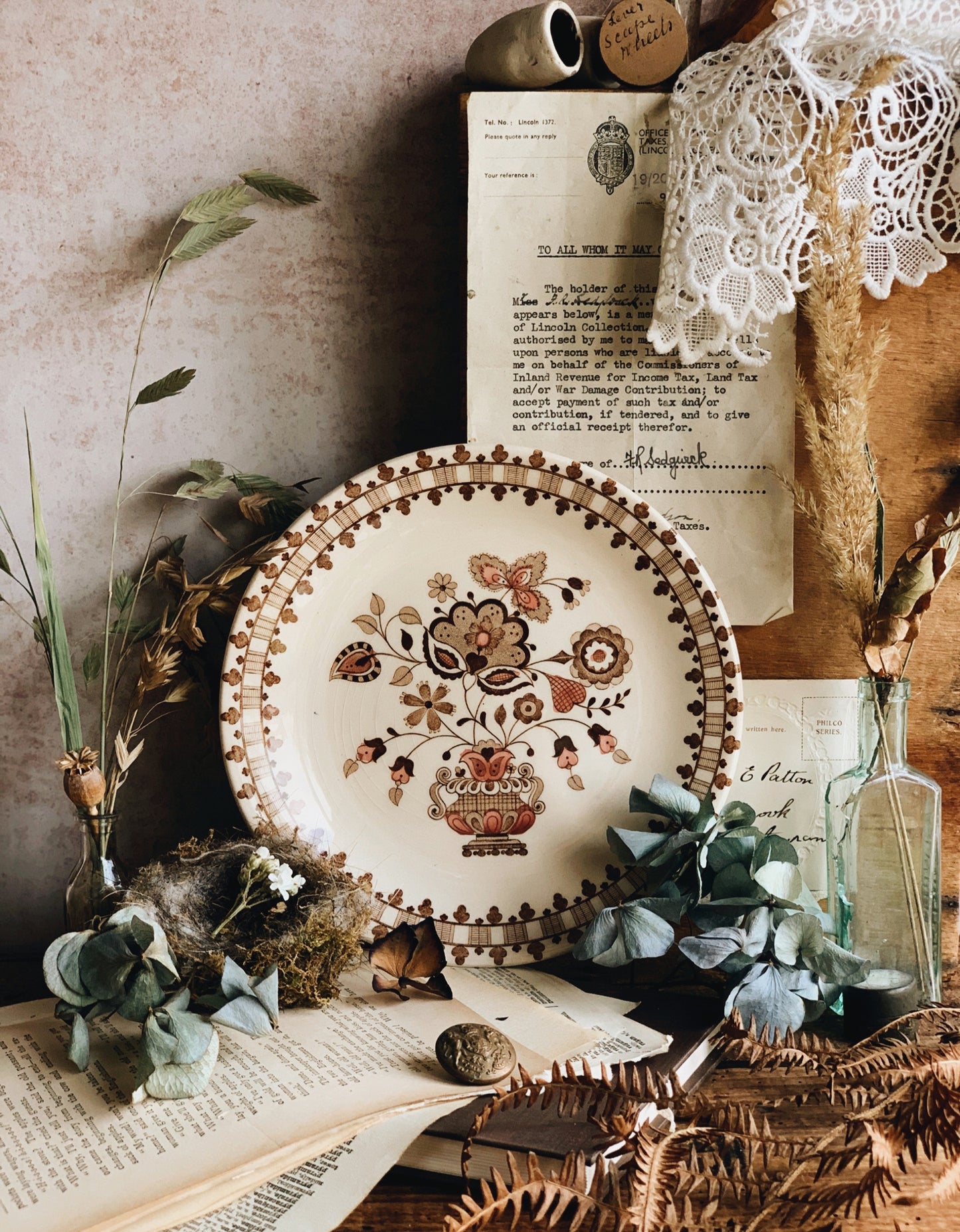 Retro Staffordshire Floral Plate