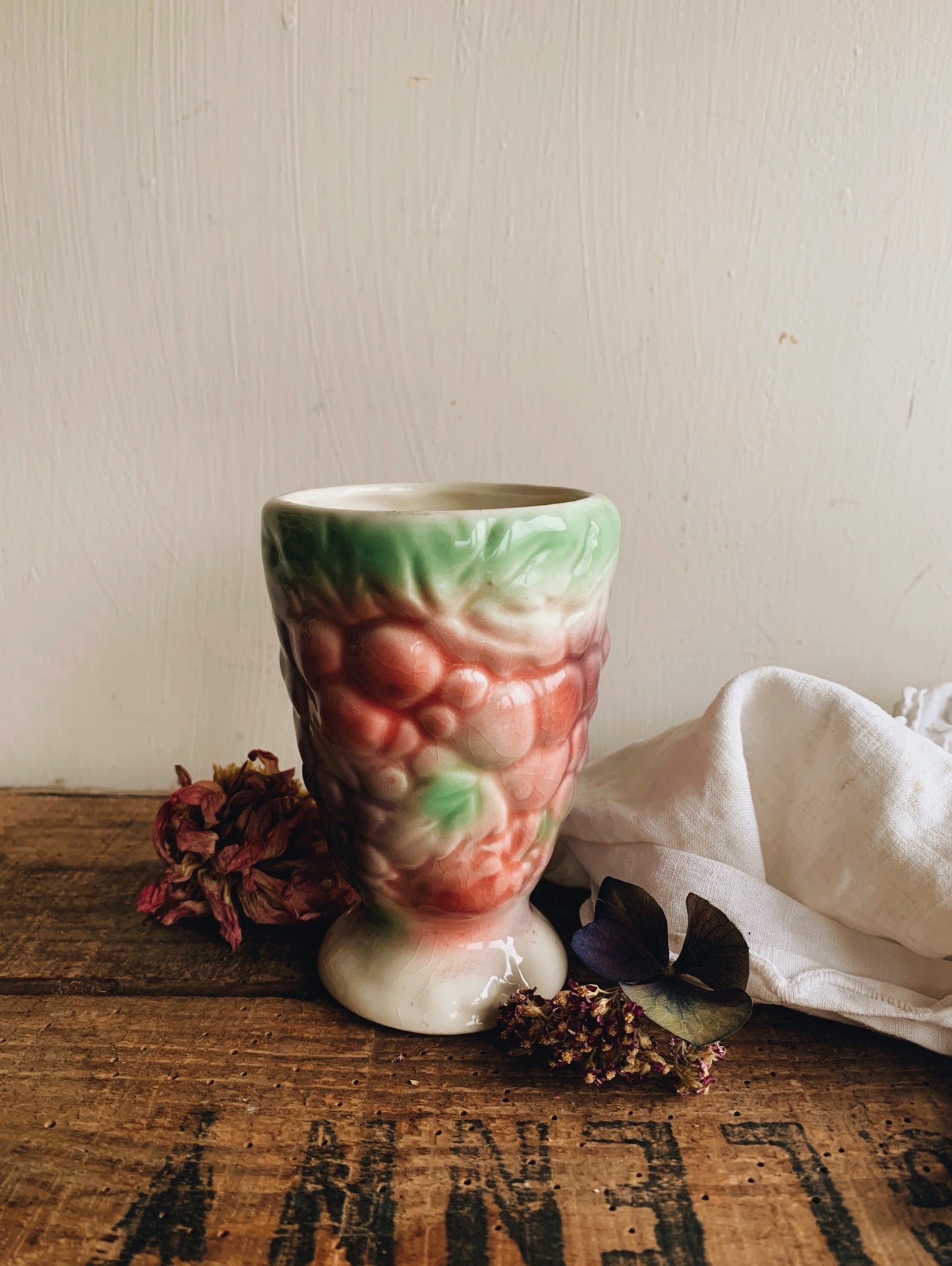 Vintage Fruits Kitsch Posy Vase