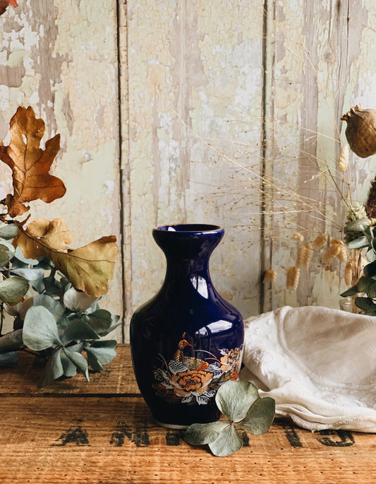 Vintage Cobalt Blue Oriental Posy Vase