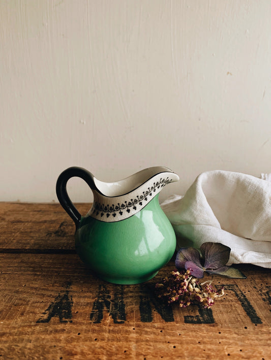 Antique Art Deco Green Jug