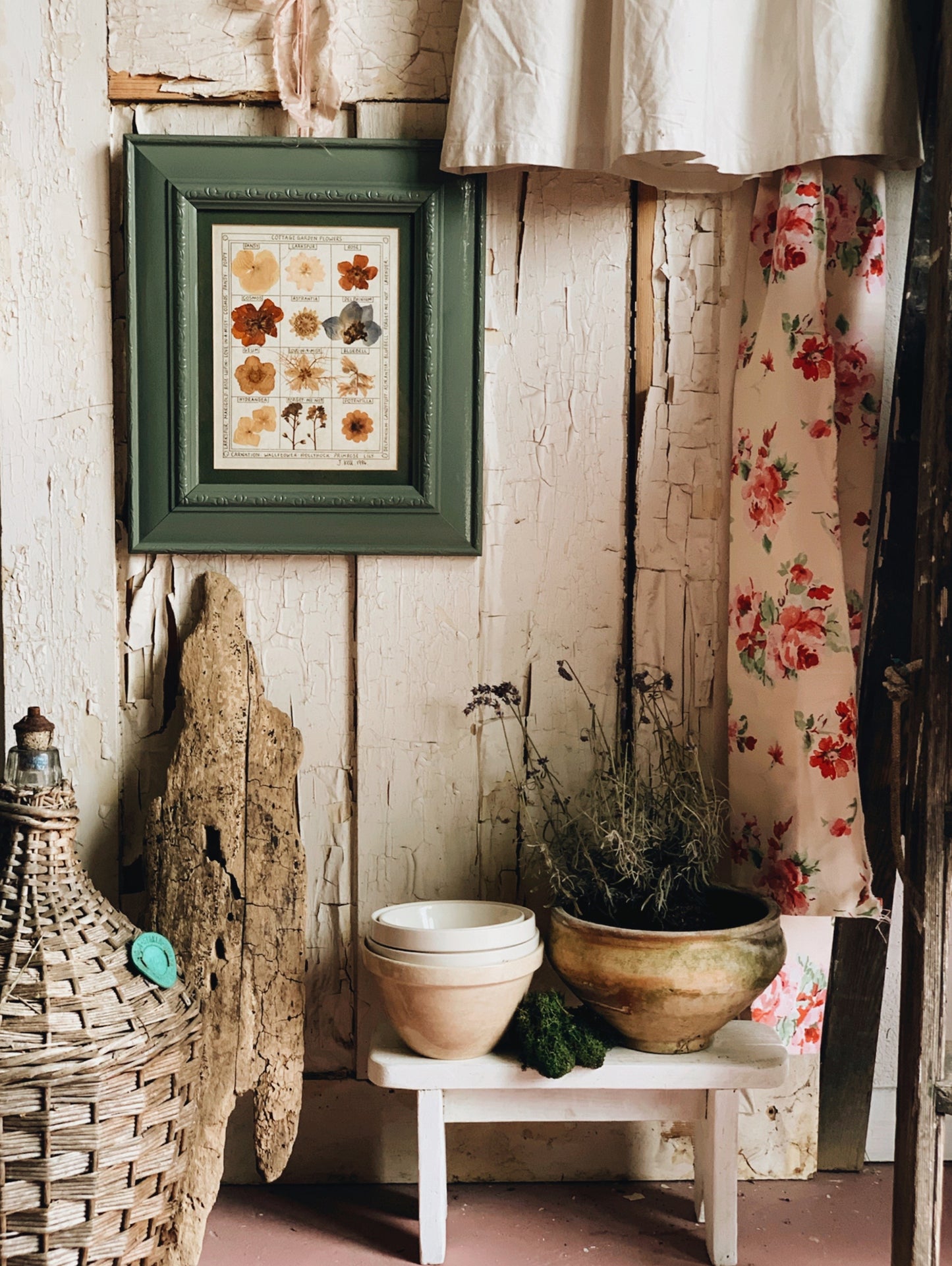 Vintage Dried Flowers in Frame (signed 90’s)
