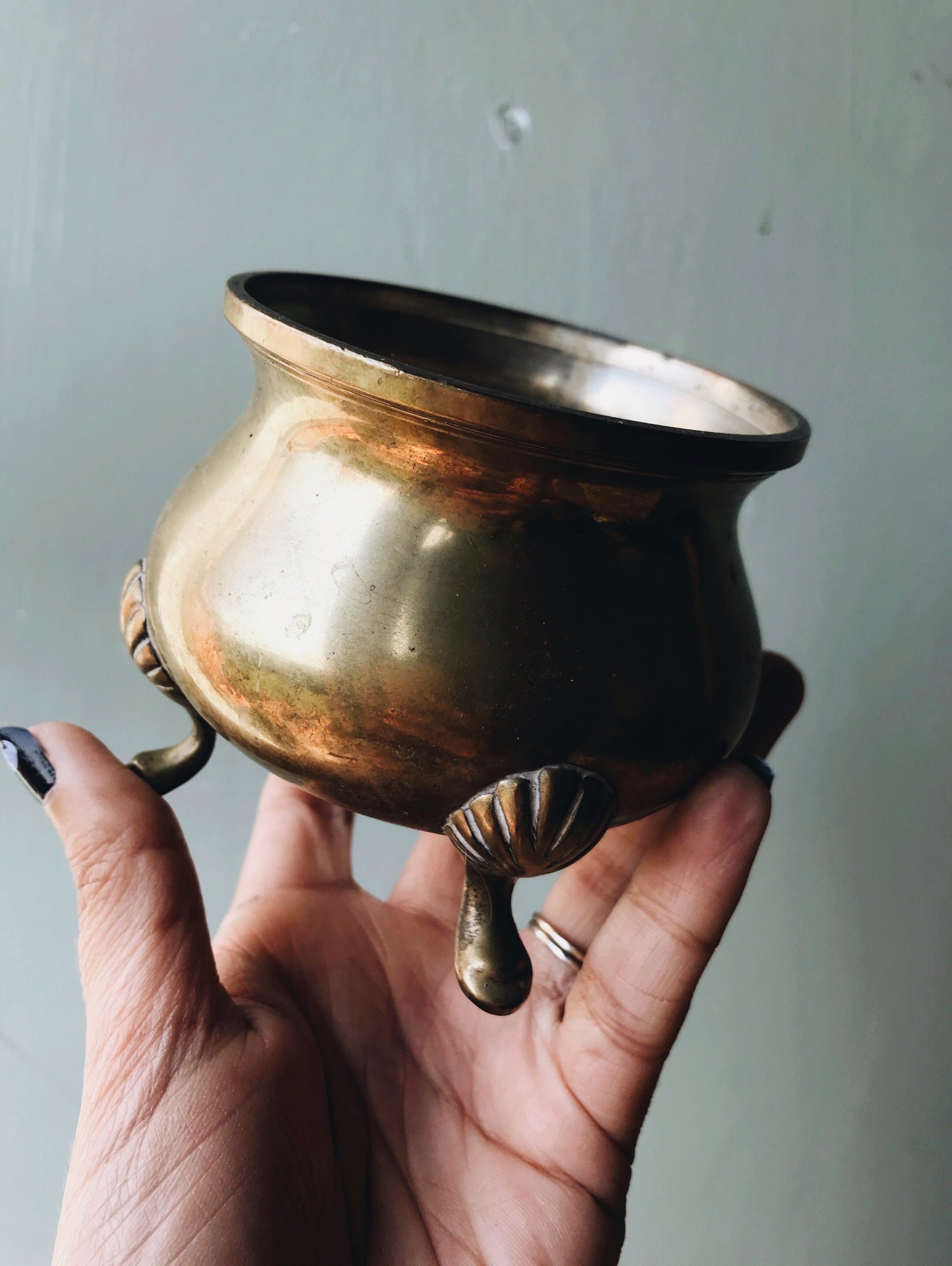 Antique Brass & Silver (plated) Sugar Bowl - Stone & Sage 