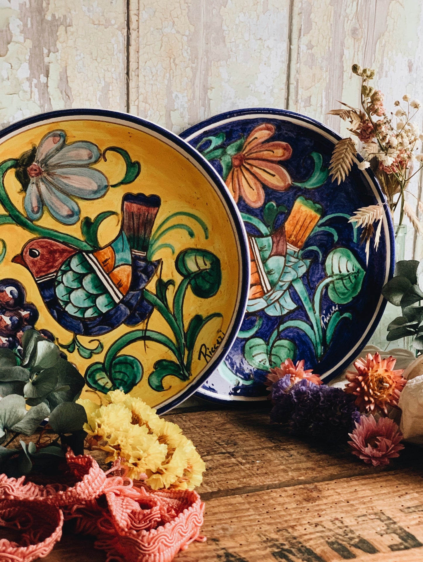 Vintage Hand~painted European (Italian) Bird Plate (two available sold separately)