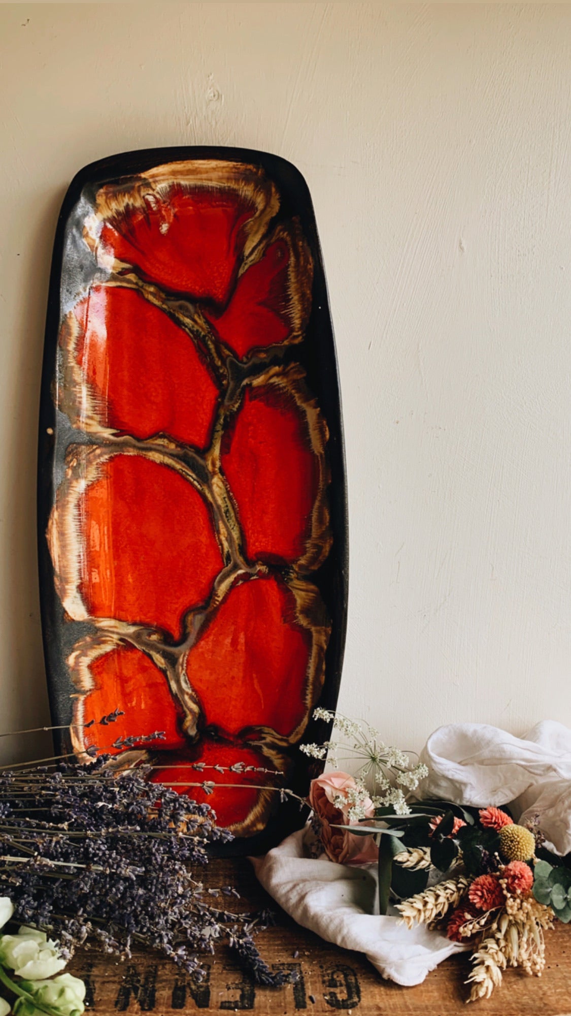 Large Red Glazed Hand~Thrown Ceramic Dish (UK PURCHASE ONLY)