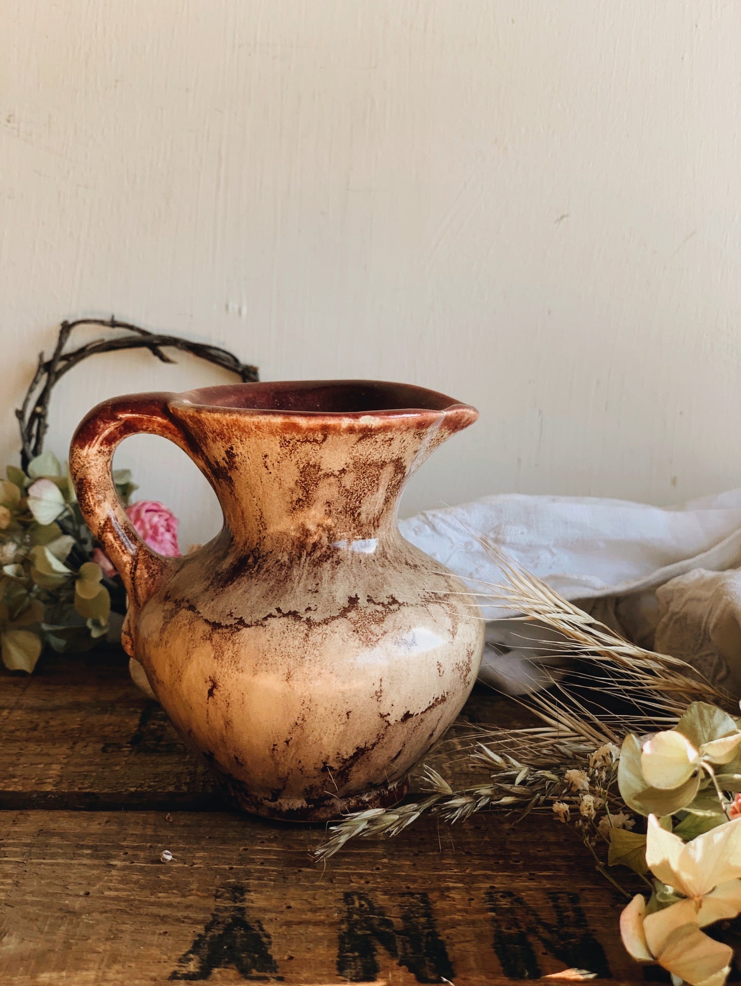 Vintage Maroon Drip Glaze Posy Vase