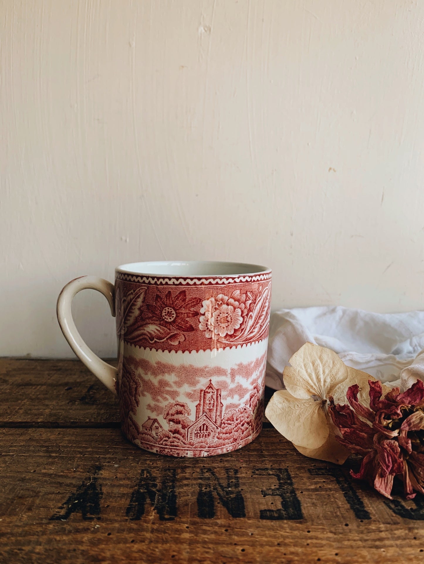 Antique Pink Woods & Sons Burslem Mug
