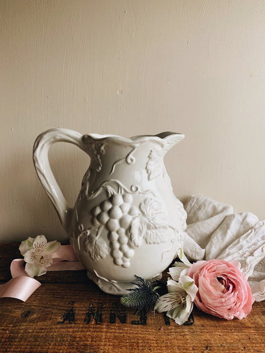 Large Antique White Grape Vine Botanica Jug (UK SHIPPING ONLY)