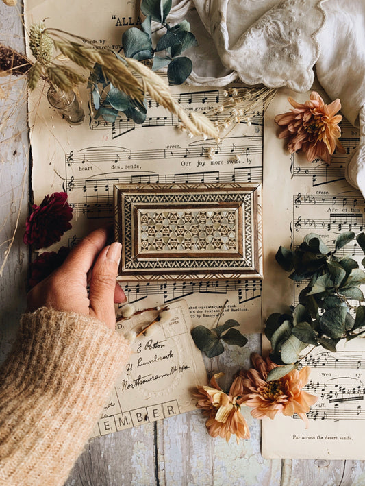 Vintage Mother of Pearl Wooden Box