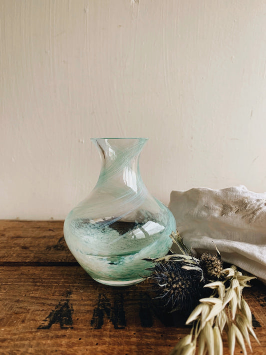 Vintage Blue / Green Marble Swirl Posy Vase