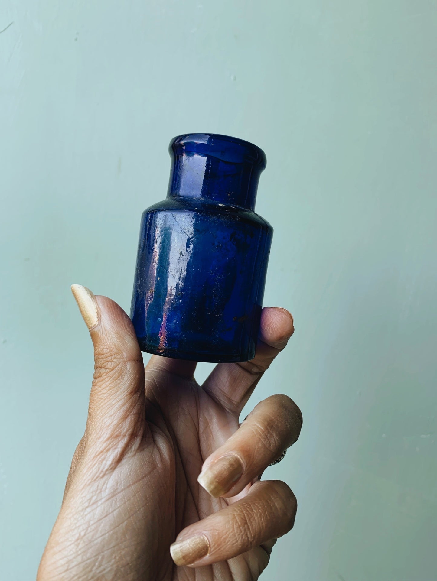 Antique Cobalt blue Glass Pot / Bottle