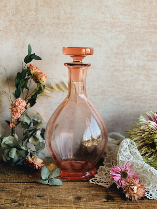 Vintage Pink Blush Glass Decanter (UK SHIPPING)