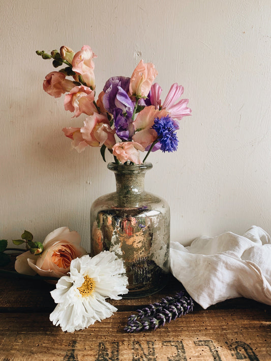 Vintage Silver Glass Vase / Bottle