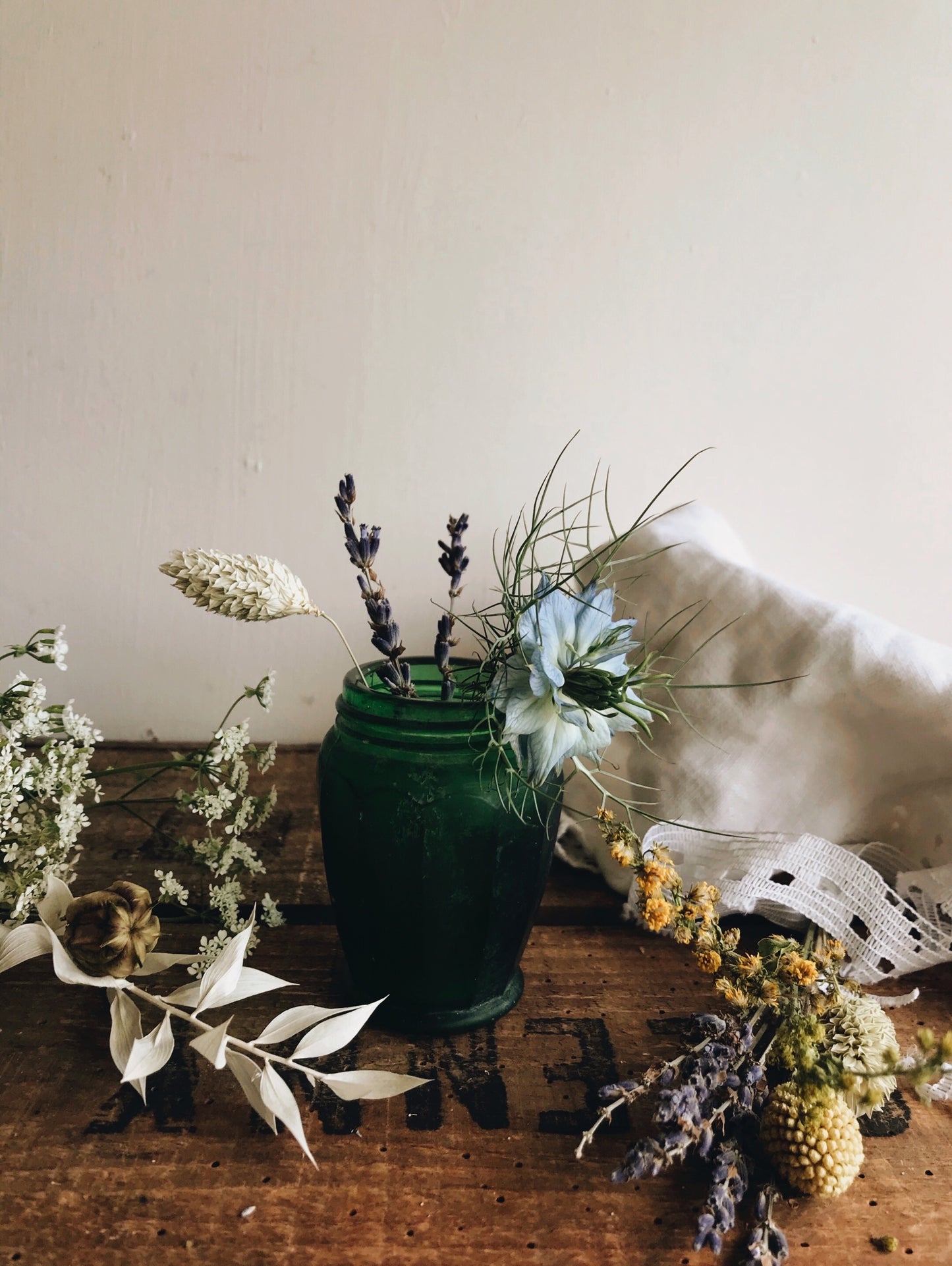 Antique Green Glass Pot